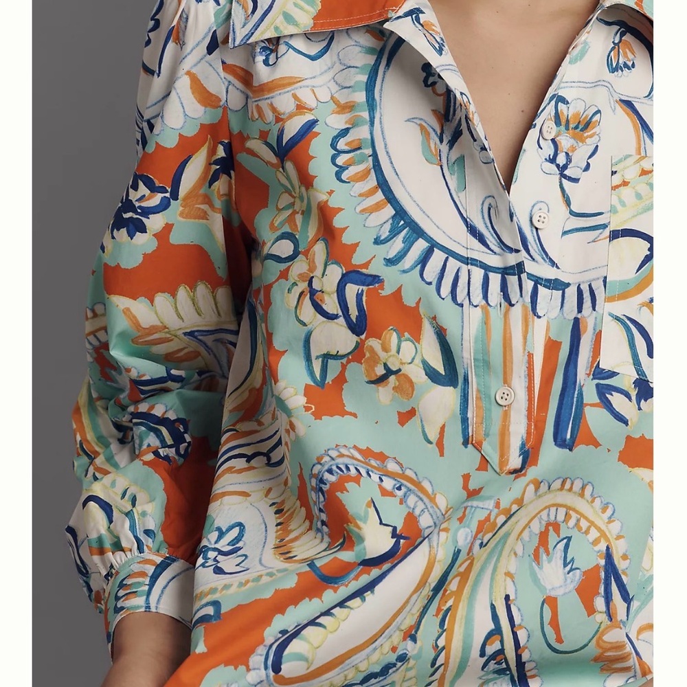 Hunter Bell Phoenix Amalfi tiles Colorful Patterned M Women's Top NWT - Picture 6 of 7